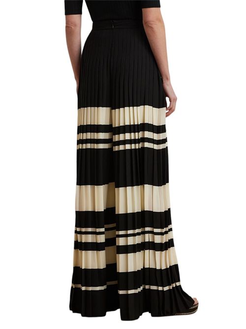 PANTALONI donna IN GEORGETTE PLISSETTATA A RIGHE avorio e nero Ralph Lauren | 200970173001